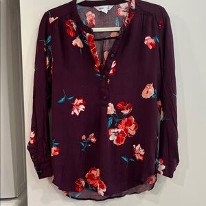 Old Navy Burgundy Floral Blouse